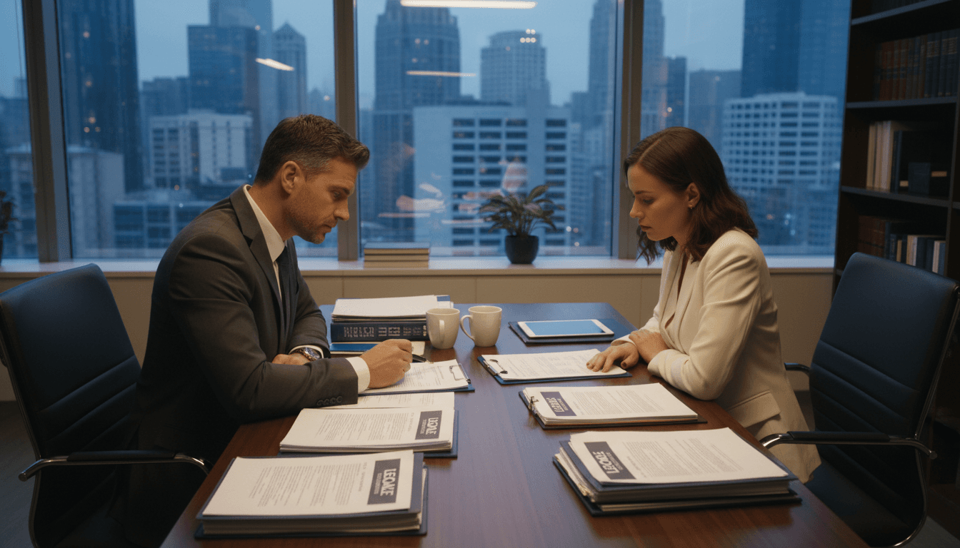 Abogado profesional asesorando a cliente en oficina de GLM Abogados